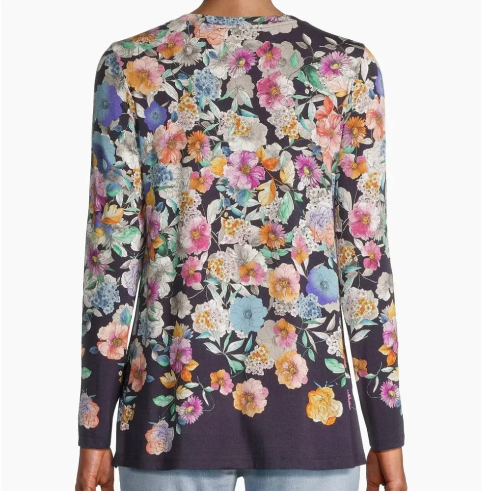 Johnny Was Fall Dance Favorite Long Sleeve Crewneck Swing Tee Top Multi L - Picture 5 of 15
